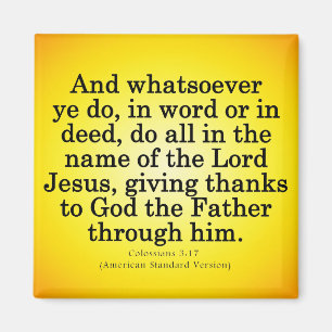 Thankful Service in His Name Colossians 3-17 Magnet