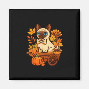 Thankful Siamese Cat Kitten Thanksgiving Pumpkin P Magnet