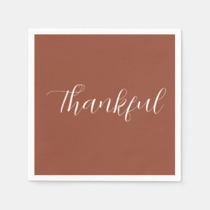 Thankful Simple Modern Thanksgiving Terracotta  Napkin