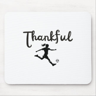Thankful Soccer Player Girl Thanksgiving Footller  Mouse Pad