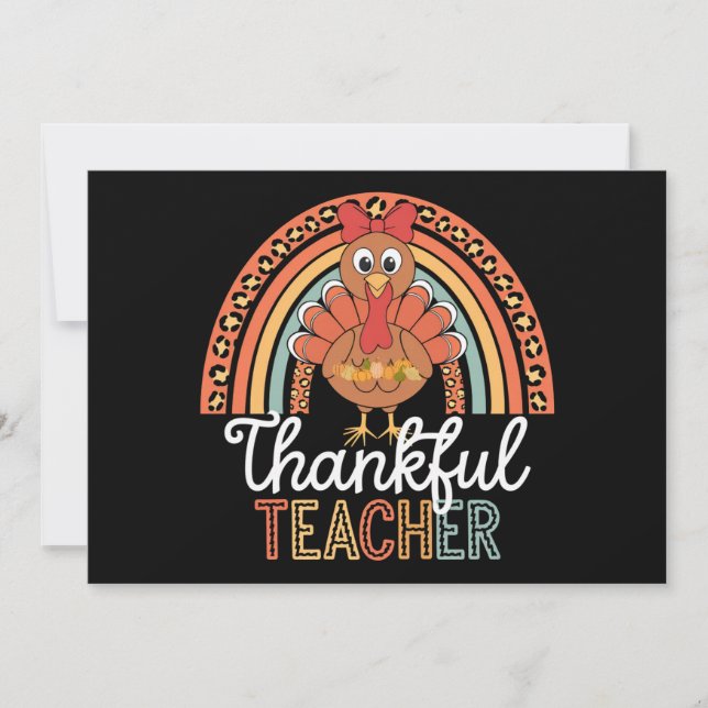 Thankful Teacher Blessed Thanksgiving School Invitation (Front)