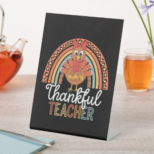 Thankful Teacher Blessed Thanksgiving School Pedestal Sign