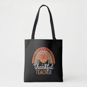 Thankful Teacher Blessed Thanksgiving School Tote Bag
