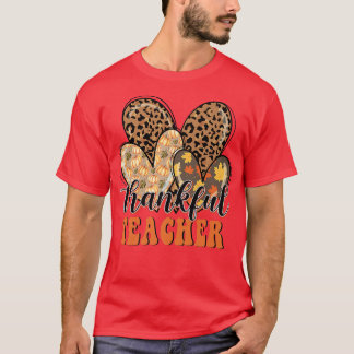 Thankful Teacher Cheetah Heart Teacher Life Thanks T-Shirt