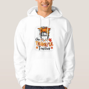thankful teacher for women fall thanksgiving messy hoodie