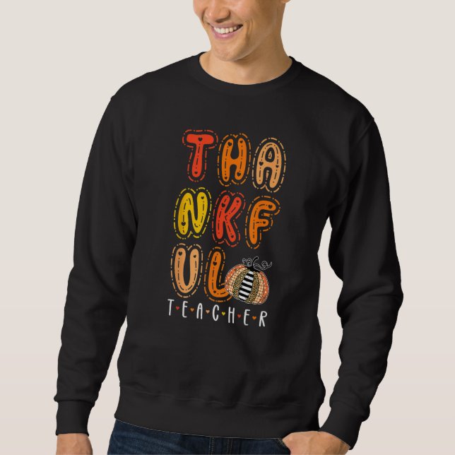 Thankful Teacher Groovy Thanksgiving Teaching Sweatshirt (Front)