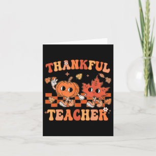 Thankful Teacher Retro Groovy Thanksgiving Fall 1 Card