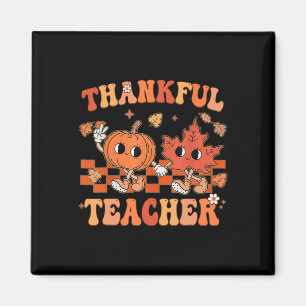 Thankful Teacher Retro Groovy Thanksgiving Fall 1  Magnet