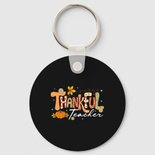 Thankful Teacher Thanksgiving Fall Autumn Men Wome Key Ring