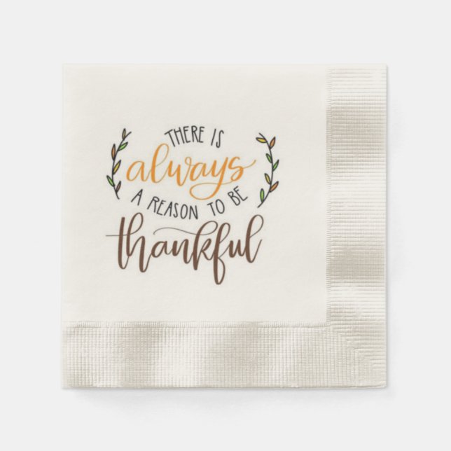 "thankful" thanksgiving cocktail napkin (Front)