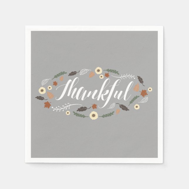 Thankful Thanksgiving Cocktail Napkins (Front)