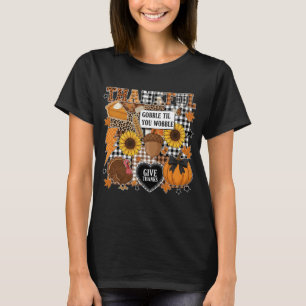 Thankful Thanksgiving Collage Retro Fall T-Shirt