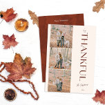 Thankful Thanksgiving Custom 3 photo Holiday Card<br><div class="desc">We are very Thankful,  3 photo Thanksgiving card. Modern trendy design in rusty fall red. Add your family name in script and there is plenty of room on the back for a longer personalised message to your friends and family.</div>