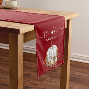 Thankful Thanksgiving Fall Autumn Personalised Short Table Runner