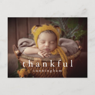 Thankful Thanksgiving Modern Family Photo Holiday Postcard