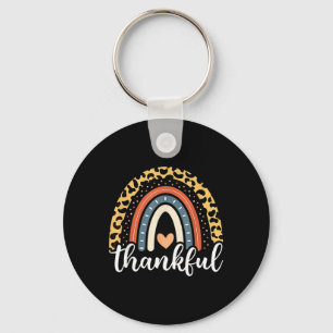 Thankful Thanksgiving Rainbow Leopard Print 2024  Key Ring
