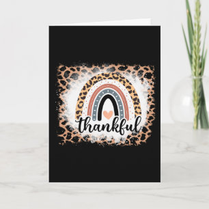 Thankful Thanksgiving Rainbow Leopard Print Women Card