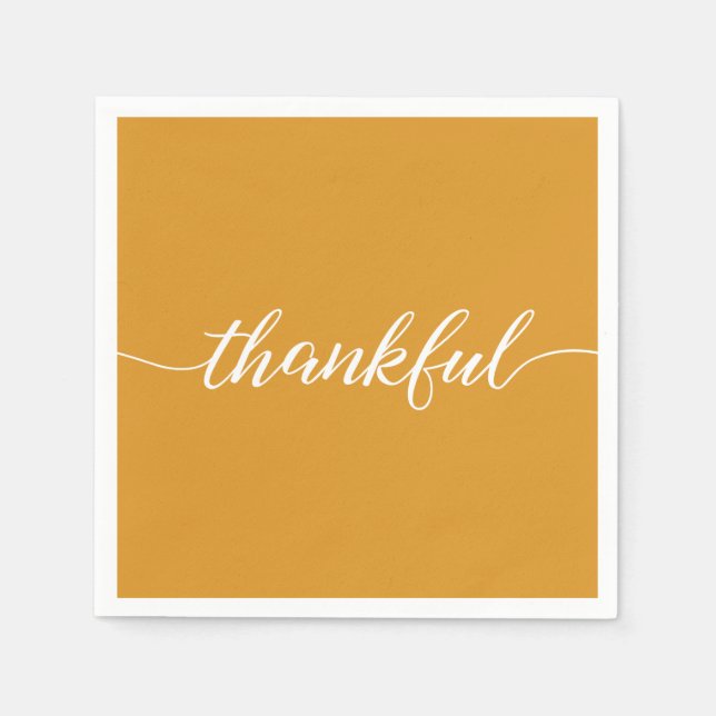 Thankful | Thanksgiving Script font | Orange Napkin (Front)