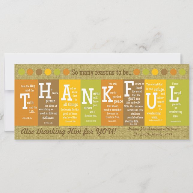THANKFUL Thanksgiving Scripture Card-Customise It! Holiday Card (Front)