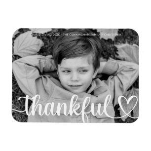 Thankful Thanksgiving Simple Family Photo Magnet