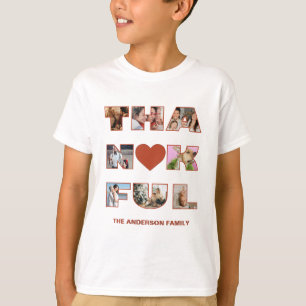 Thankful Thanksgiving Terracotta 8 Photo Collage T-Shirt