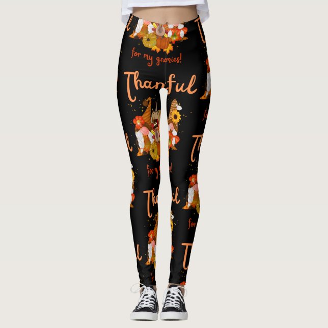 Thankful to my gnomies Thanksgiving Leggings (Front)