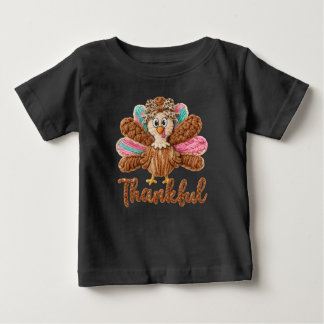 Thankful Turkey Design – Latch Hook Yarn Crochet S Baby T-Shirt