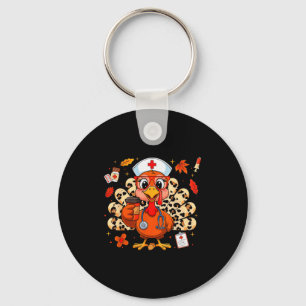 Thankful Turkey Funny Scrub Nurse Fall Thanksgivin Key Ring