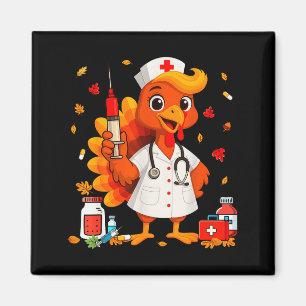 Thankful Turkey Funny Scrub Nurse Fall Thanksgivin Magnet