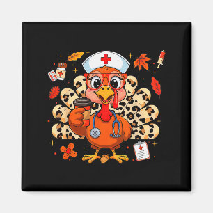 Thankful Turkey Funny Scrub Nurse Fall Thanksgivin Magnet