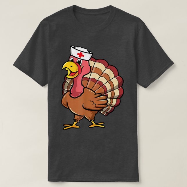 Thankful Turkey Nurse Life Cute Thanksgiving Nursi T-Shirt (Design Front)