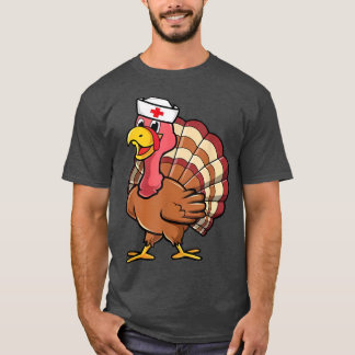 Thankful Turkey Nurse Life Cute Thanksgiving Nursi T-Shirt