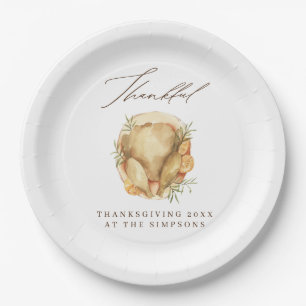 Thankful Turkey Thanksgiving Personalised Paper Plate
