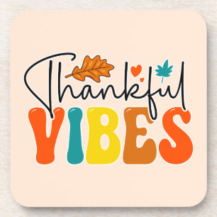 Thankful Vibes Fall Autumn Thanksgiving Coaster