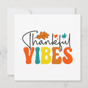 Thankful Vibes Fall Autumn Thanksgiving Greeting Holiday Card