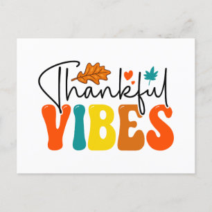 Thankful Vibes Fall Autumn Thanksgiving Holiday Postcard