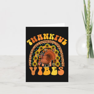 Thankful Vibes Rainbow Turkey Fall Retro Groovy Th Card
