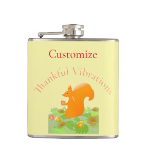 Thankful Vibes Squirrel Thunder_Cove Hip Flask