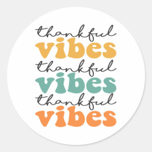 Thankful Vibes Thanksgiving Teacher Rainbow Leopar Classic Round Sticker
