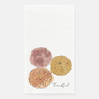 “Thankful” Watercolor Mums Guest Napkins – 50 Coun