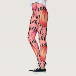 Thankful with Pink Pumpkins Leggings