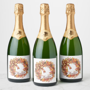 Thankful Wreath Sparkling Wine Label