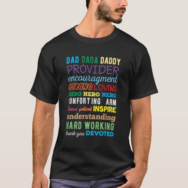 Thankfull Powerfull Loving Dad Granddad Happy Fath T-Shirt (Front)
