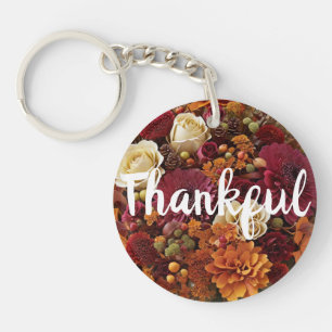 Thankfulness Fall Flowers Acrylic Keychain