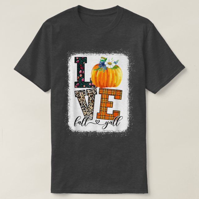 Thankgiving Pumpkin Leopard Print Fall Love Fall  T-Shirt (Design Front)