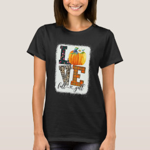 Thankgiving Pumpkin Leopard Print Fall Love Fall T-Shirt