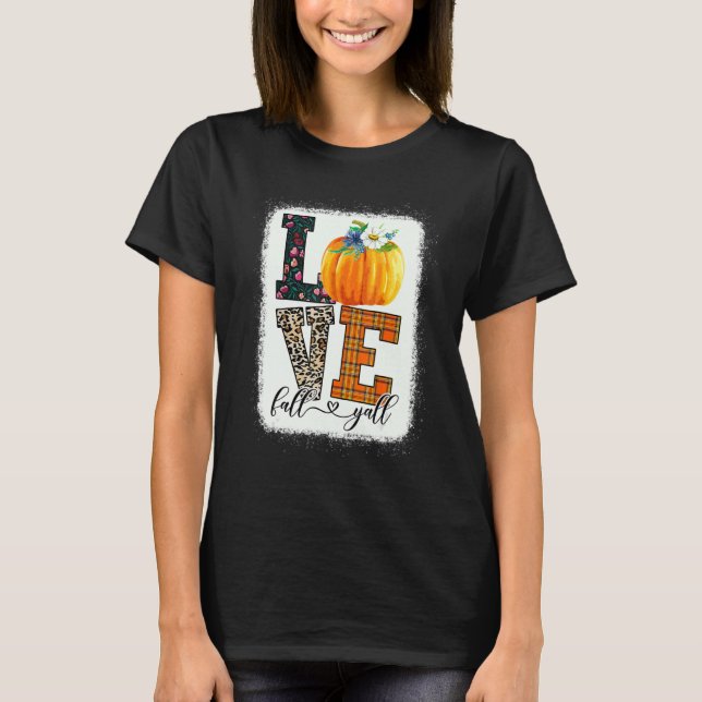 Thankgiving Pumpkin  Leopard Print Fall Love Fall  T-Shirt (Front)