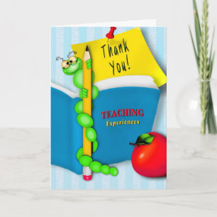 Thanking Teacher from Student - BookWorm Thank You Card