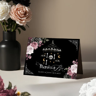 Thanks a Boo Gothic Skeleton Mobile Baby Shower Thank You Card