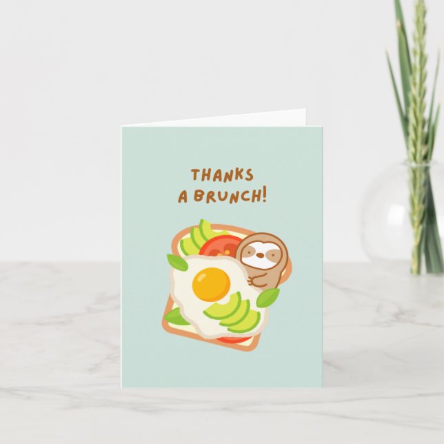 Thanks A Brunch Avocado Toast Sloth Thank You Card (Front)